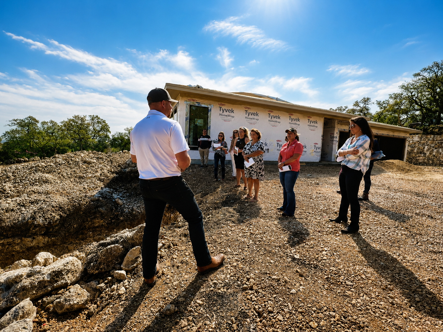 Reviewing land with the Whiskey Barrel Homes team